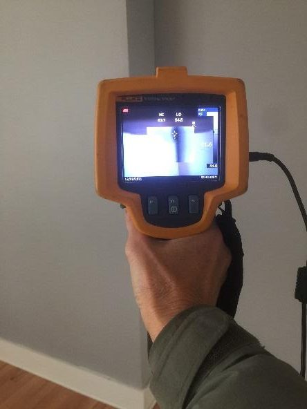 Infrared camera to observe insulation behind walls or ceiling